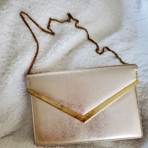 Vintage Gold Lame Clutch Evening Bag Snap Closure Purse Retro 1950s - 1970s